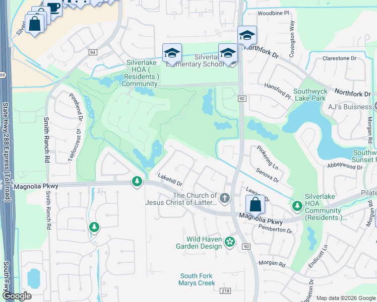 map of restaurants, bars, coffee shops, grocery stores, and more near 3039 Barton Drive in Pearland