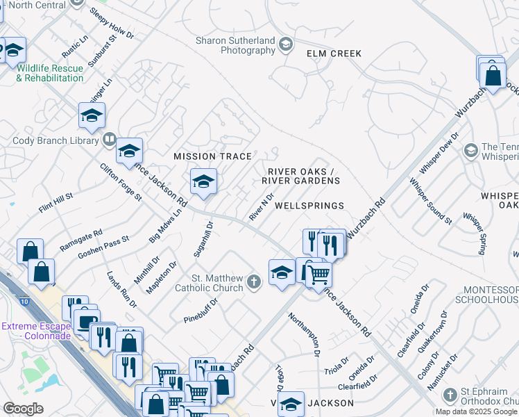 map of restaurants, bars, coffee shops, grocery stores, and more near 3480 Garden Avenue in San Antonio