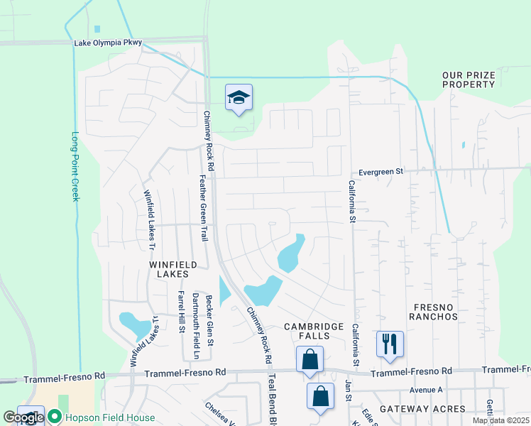 map of restaurants, bars, coffee shops, grocery stores, and more near 2818 Bergen Bay Lane in Fresno