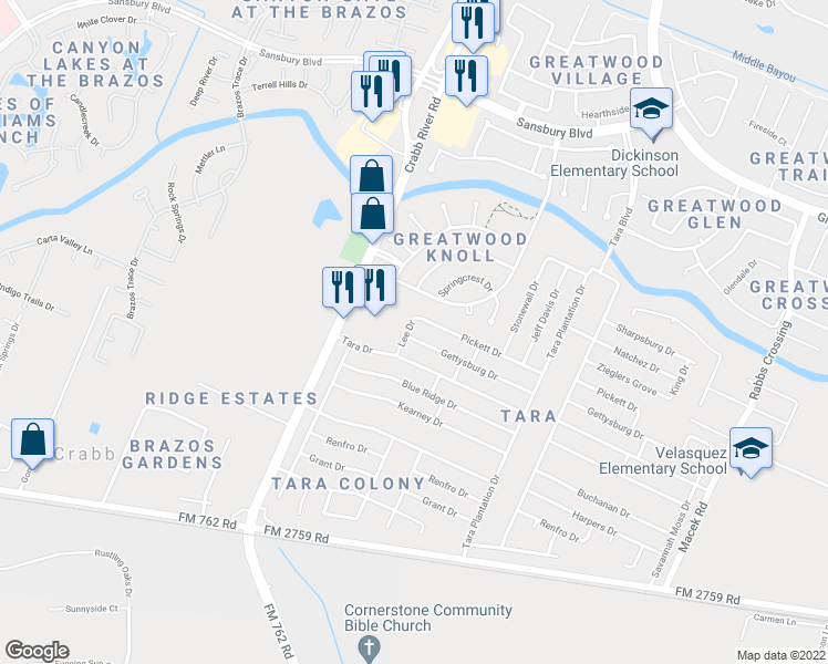 map of restaurants, bars, coffee shops, grocery stores, and more near 6703 Gettysburg Drive in Richmond