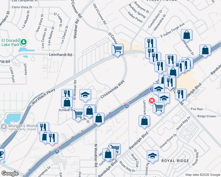 map of restaurants, bars, coffee shops, grocery stores, and more near in San Antonio