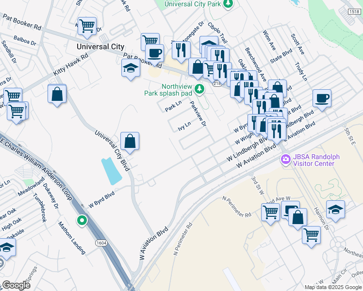 map of restaurants, bars, coffee shops, grocery stores, and more near 298 Westway Drive in Universal City