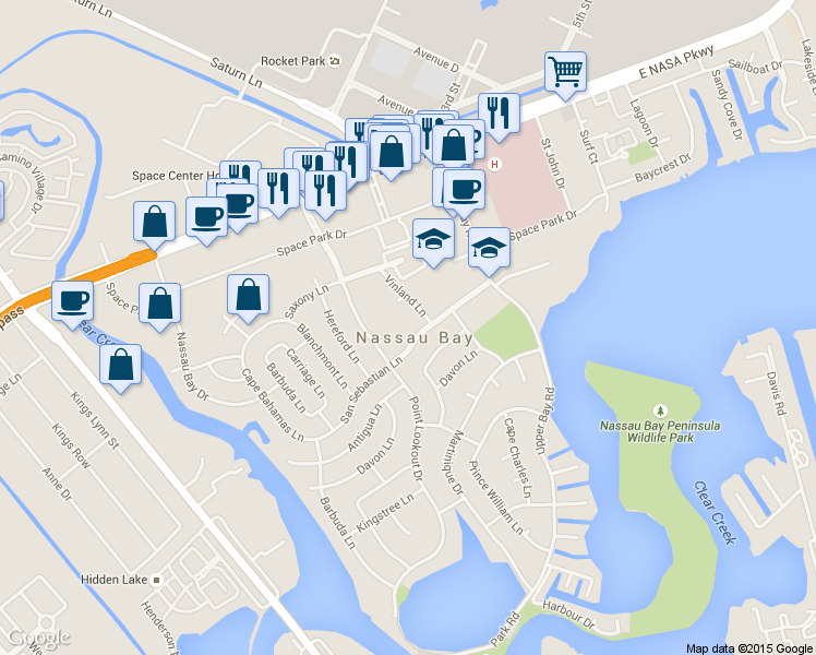 map of restaurants, bars, coffee shops, grocery stores, and more near 18202 Vinland Drive in Houston