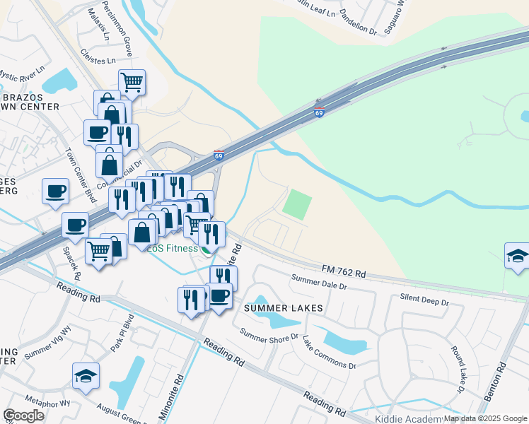 map of restaurants, bars, coffee shops, grocery stores, and more near Manford Boulevard in Fort Bend County