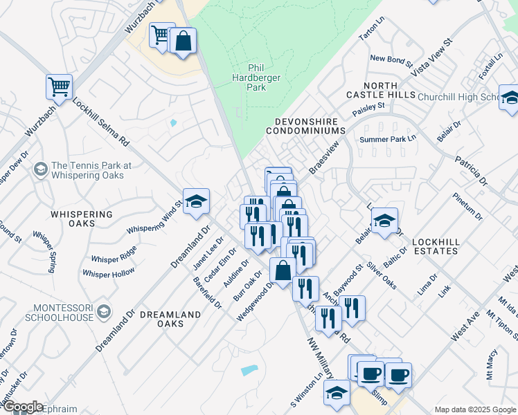 map of restaurants, bars, coffee shops, grocery stores, and more near in San Antonio