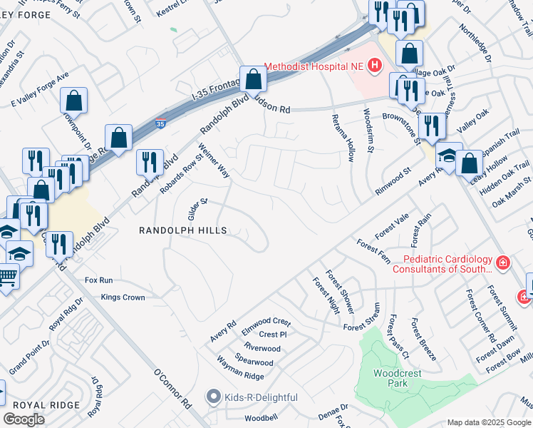 map of restaurants, bars, coffee shops, grocery stores, and more near 11747 Seiffert Circle in Live Oak