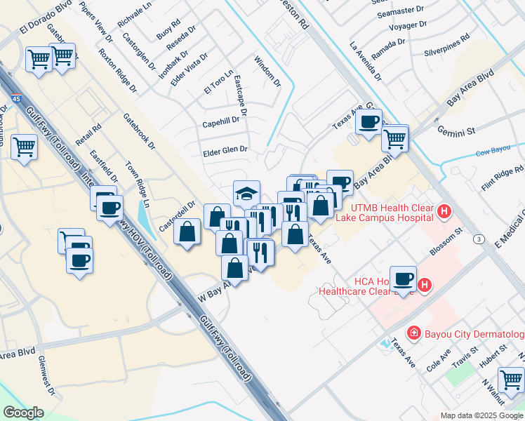 map of restaurants, bars, coffee shops, grocery stores, and more near in Webster