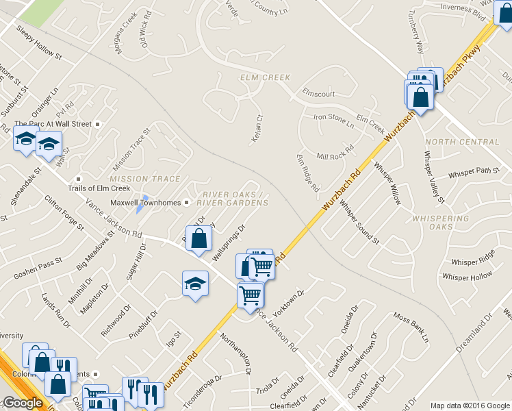 map of restaurants, bars, coffee shops, grocery stores, and more near 3426 Wellsprings Drive in San Antonio