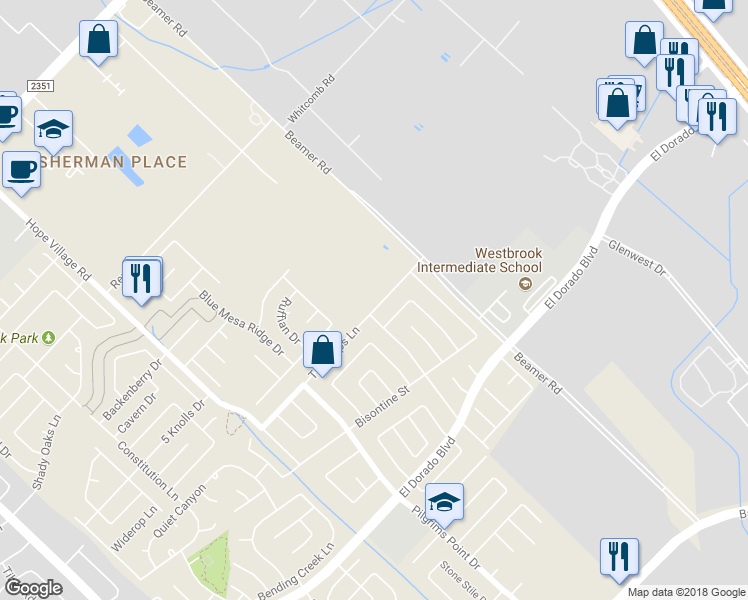 map of restaurants, bars, coffee shops, grocery stores, and more near 2218 Tall Ships Lane in Friendswood