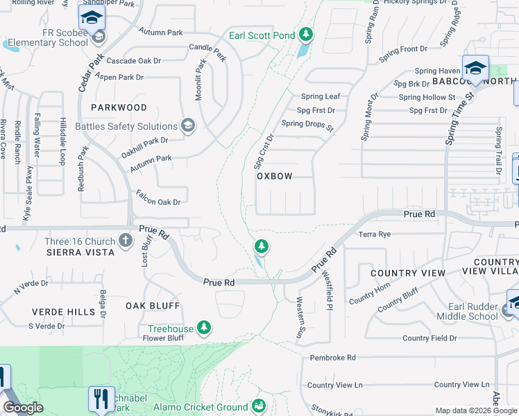 map of restaurants, bars, coffee shops, grocery stores, and more near 11211 Spring Crest in San Antonio