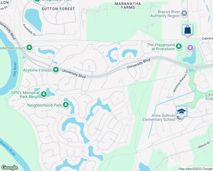 map of restaurants, bars, coffee shops, grocery stores, and more near 5019 Tillbuster Ponds Court in Sugar Land