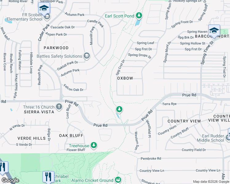 map of restaurants, bars, coffee shops, grocery stores, and more near 11211 Spring Crest in San Antonio