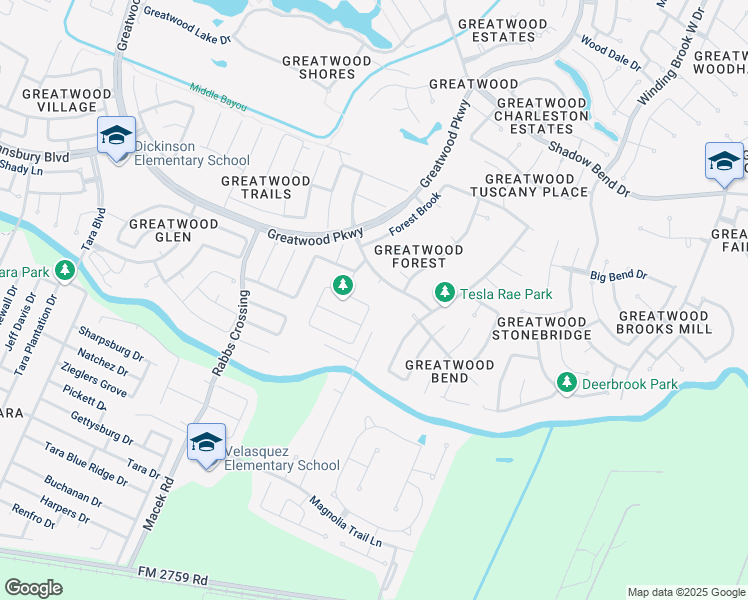 map of restaurants, bars, coffee shops, grocery stores, and more near 7739 Great Pecan Lane in Sugar Land