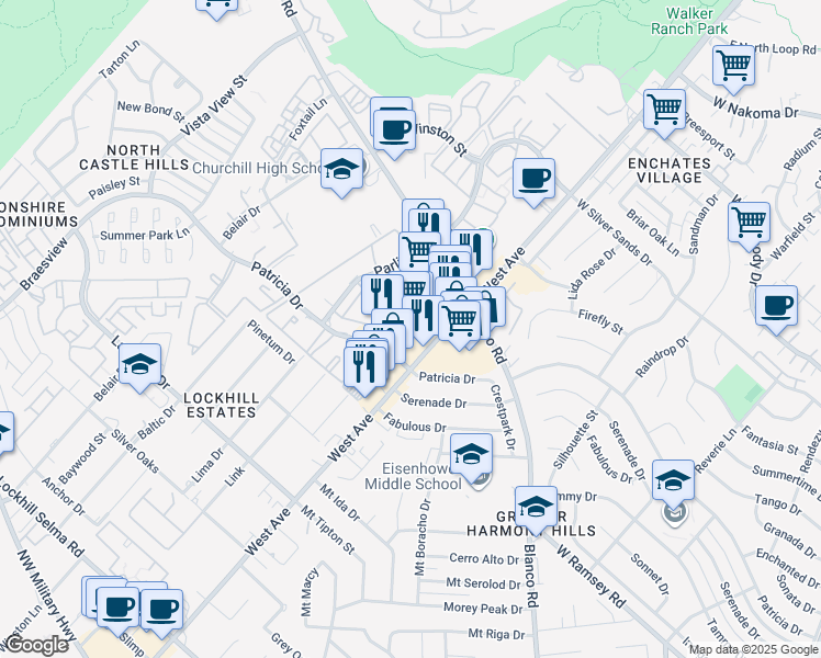 map of restaurants, bars, coffee shops, grocery stores, and more near 11533 West Avenue in San Antonio