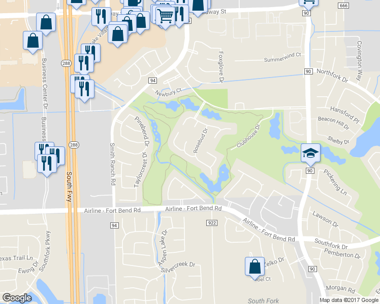map of restaurants, bars, coffee shops, grocery stores, and more near 2809 Sable Drive in Pearland
