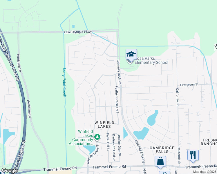 map of restaurants, bars, coffee shops, grocery stores, and more near 2703 Edgewick Elm Street in Fresno