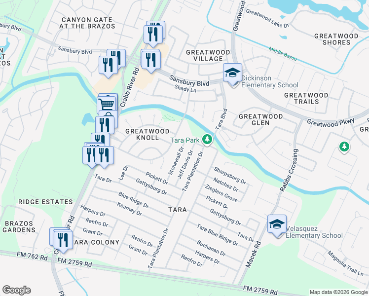 map of restaurants, bars, coffee shops, grocery stores, and more near 634 Stonewall Drive in Richmond