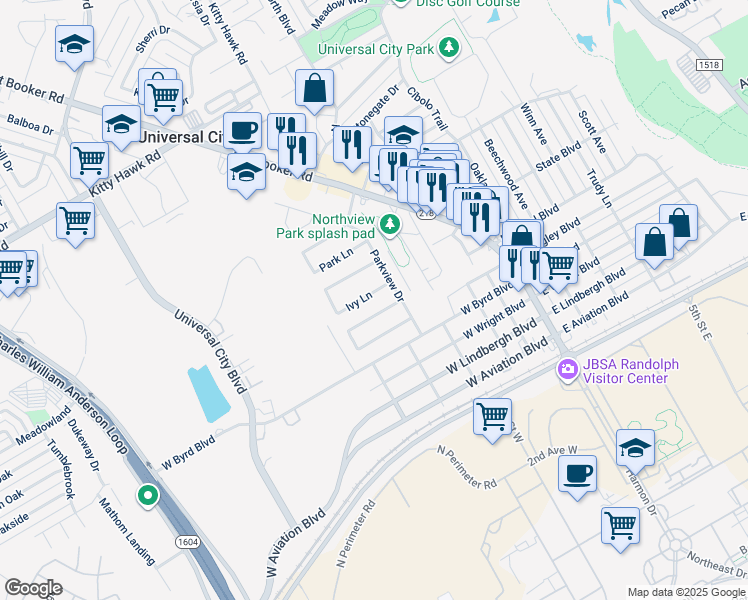 map of restaurants, bars, coffee shops, grocery stores, and more near 298-200 Westway Drive in Universal City