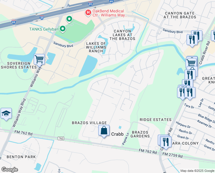 map of restaurants, bars, coffee shops, grocery stores, and more near 5711 Indigo Trails Drive in Richmond