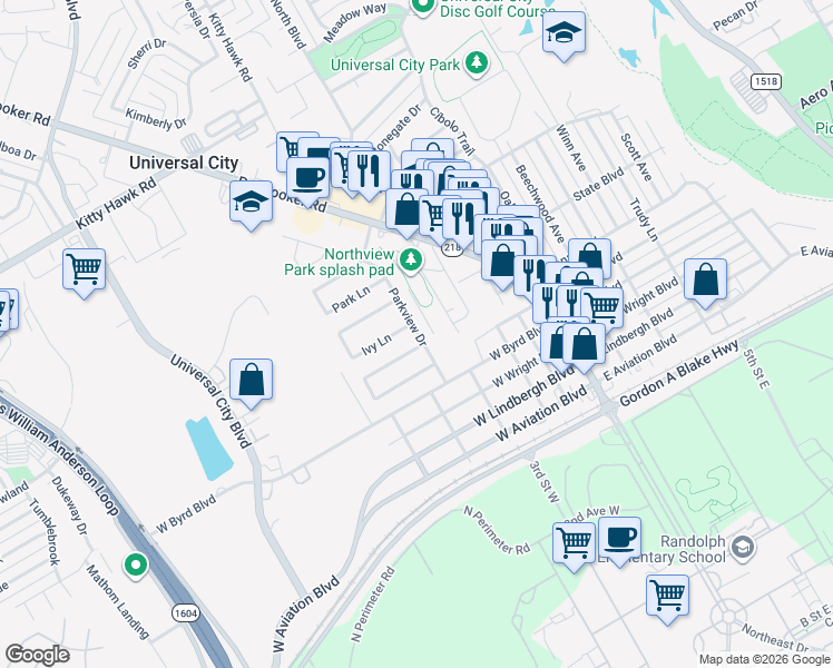 map of restaurants, bars, coffee shops, grocery stores, and more near in Universal City