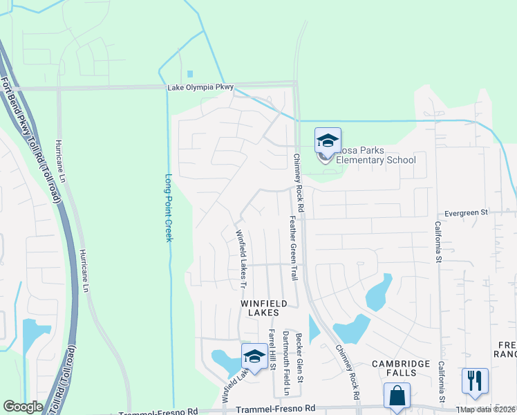 map of restaurants, bars, coffee shops, grocery stores, and more near 2514 Egret Chase Court in Fresno