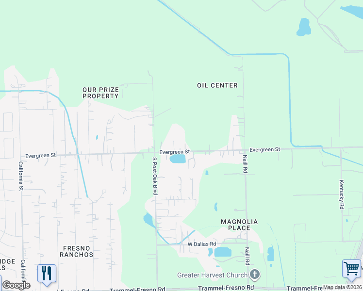 map of restaurants, bars, coffee shops, grocery stores, and more near 828 Evergreen Street in Fresno