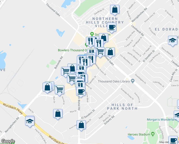 map of restaurants, bars, coffee shops, grocery stores, and more near 11802 Perrin Beitel Road in San Antonio