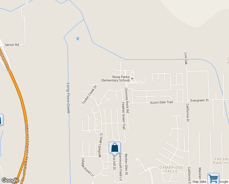 map of restaurants, bars, coffee shops, grocery stores, and more near 2502 Balsam Ridge Way in Fresno