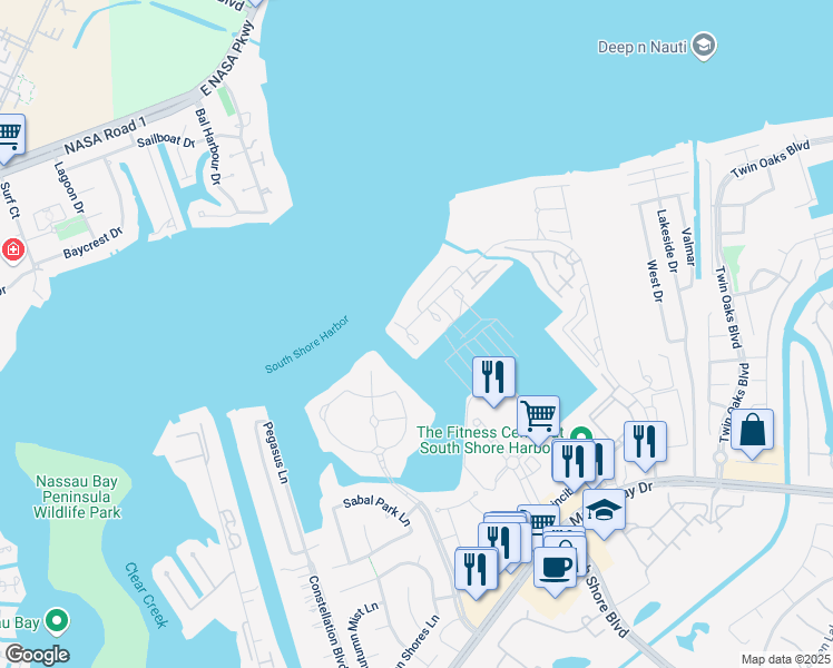 map of restaurants, bars, coffee shops, grocery stores, and more near 2013 Enterprise Avenue in League City