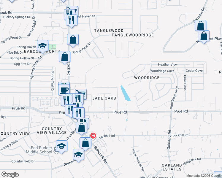 map of restaurants, bars, coffee shops, grocery stores, and more near 11246 Jade Green in San Antonio