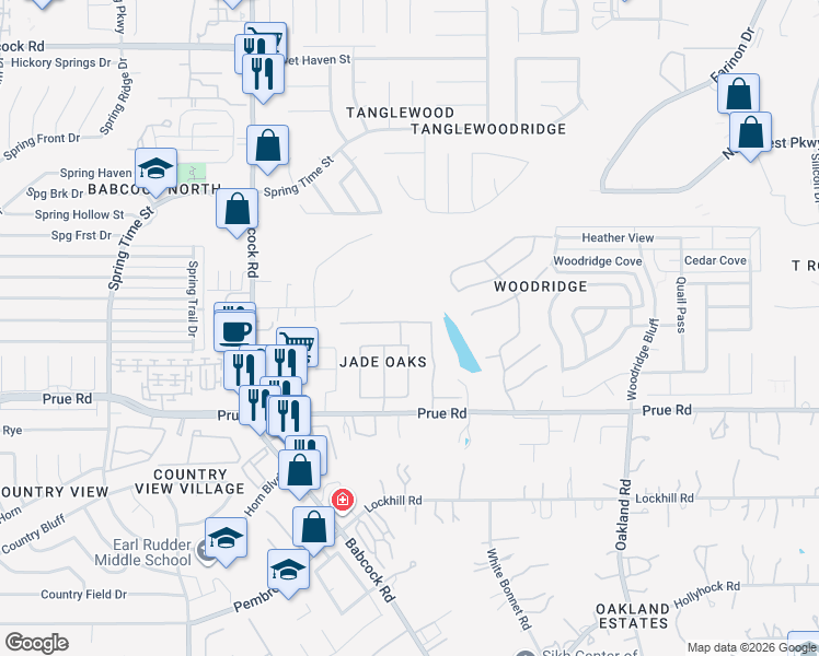 map of restaurants, bars, coffee shops, grocery stores, and more near 11246 Jade Green in San Antonio