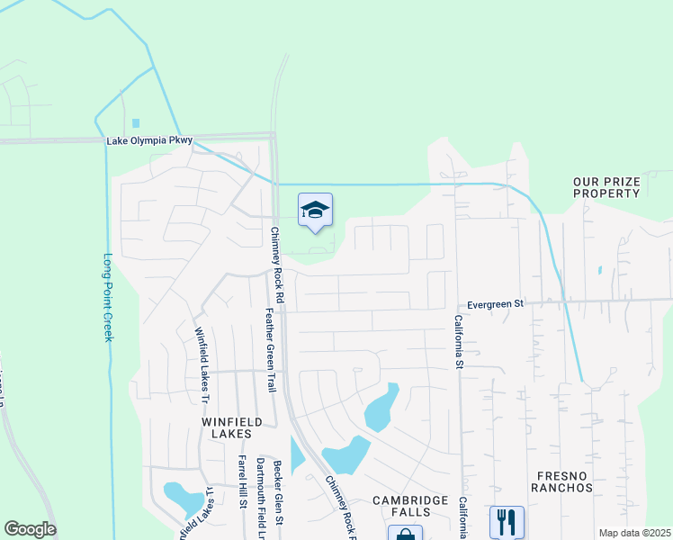 map of restaurants, bars, coffee shops, grocery stores, and more near 2102 Hawthorne Brook Lane in Fresno