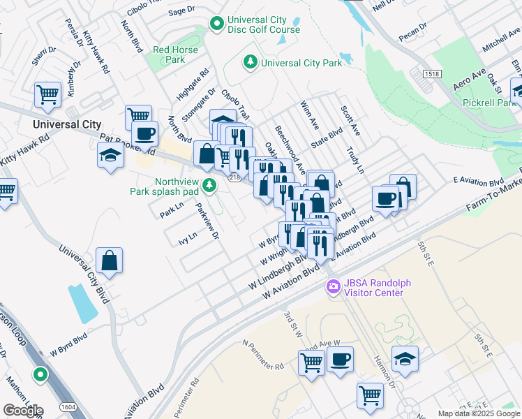 map of restaurants, bars, coffee shops, grocery stores, and more near 149 Village Green in Universal City