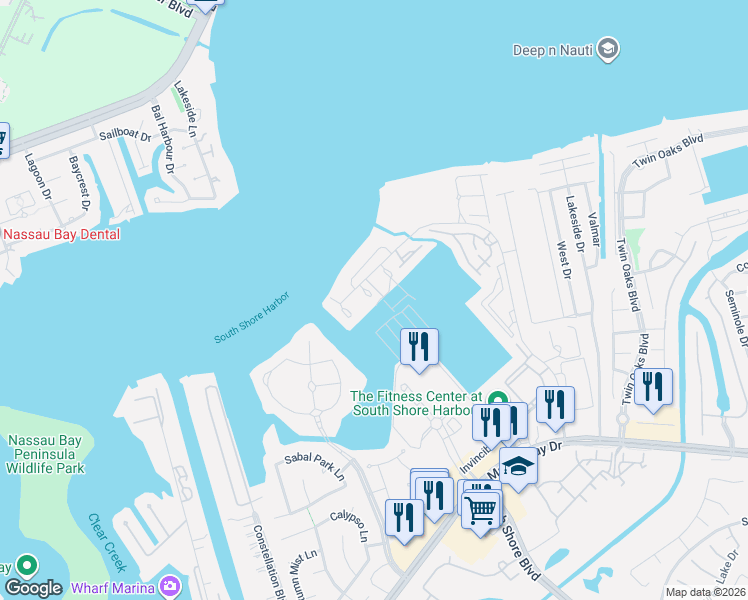 map of restaurants, bars, coffee shops, grocery stores, and more near 2021 Enterprise Avenue in League City