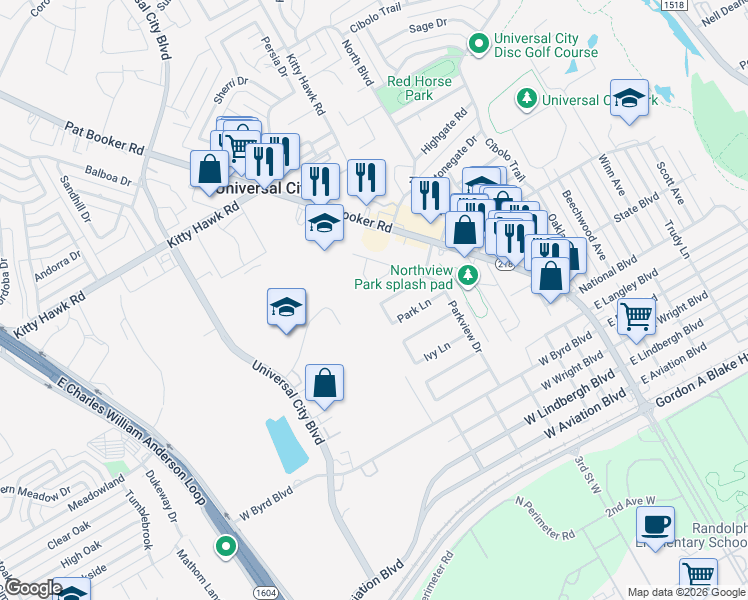 map of restaurants, bars, coffee shops, grocery stores, and more near 118 Hillcrest Drive in Universal City