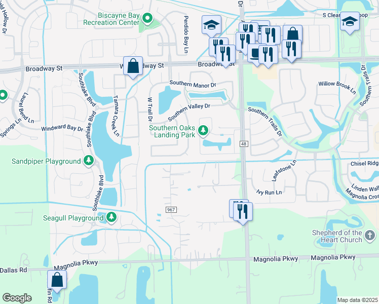 map of restaurants, bars, coffee shops, grocery stores, and more near 12901 Trail Hollow Court in Pearland