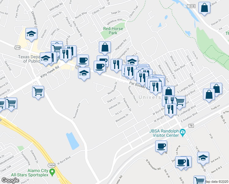 map of restaurants, bars, coffee shops, grocery stores, and more near 206 Northview Drive in Universal City
