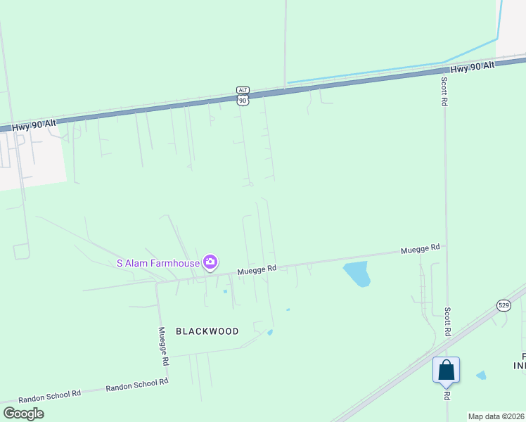map of restaurants, bars, coffee shops, grocery stores, and more near 2626 Muegge Road in Rosenberg