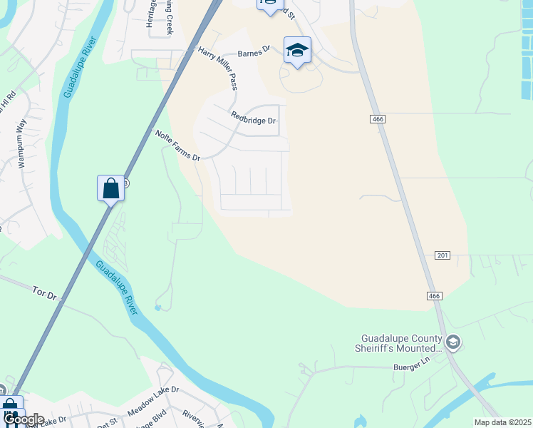 map of restaurants, bars, coffee shops, grocery stores, and more near 1565 Gateshead Drive in Seguin