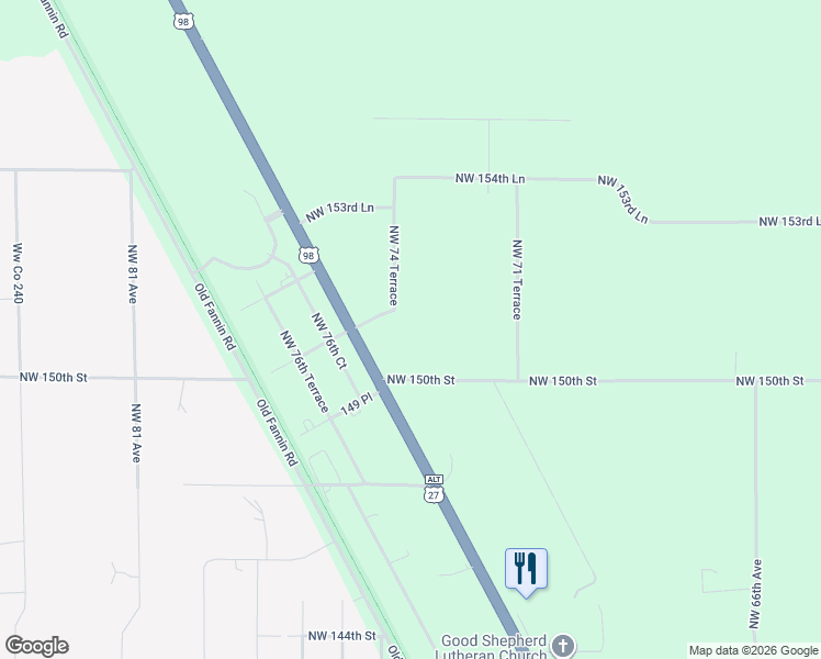 map of restaurants, bars, coffee shops, grocery stores, and more near 7491 Northwest 150th Street in Chiefland