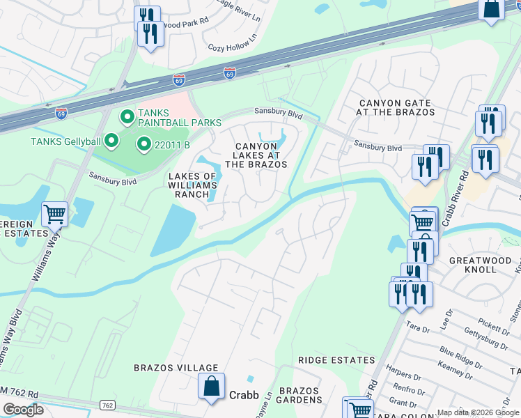 map of restaurants, bars, coffee shops, grocery stores, and more near 1006 Riverchase Drive in Richmond
