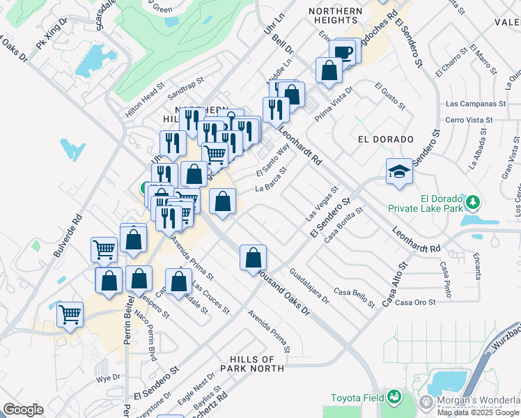 map of restaurants, bars, coffee shops, grocery stores, and more near 11910 Alamo Blanco Street in San Antonio