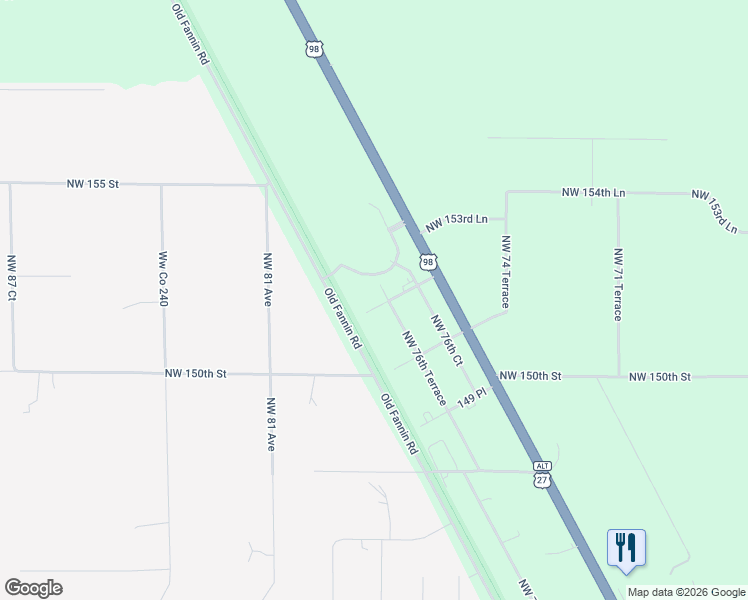 map of restaurants, bars, coffee shops, grocery stores, and more near 7811 Northwest 151st Lane in Trenton