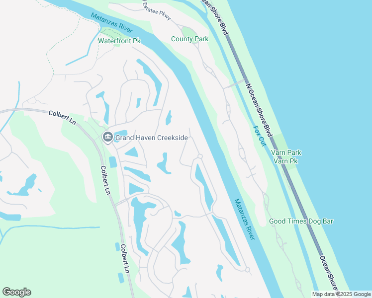 map of restaurants, bars, coffee shops, grocery stores, and more near 15 Chinier Street in Palm Coast