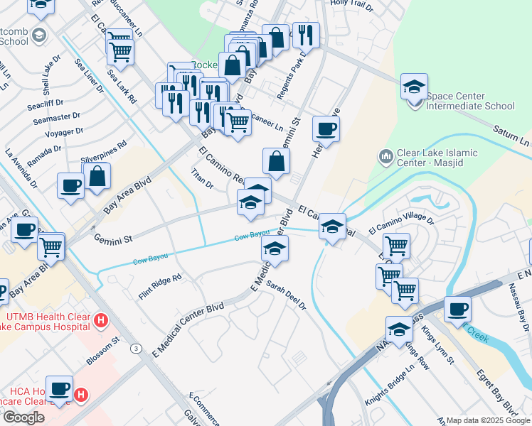 map of restaurants, bars, coffee shops, grocery stores, and more near 940 Gemini Avenue in Houston