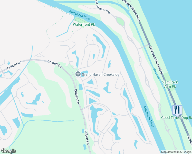 map of restaurants, bars, coffee shops, grocery stores, and more near 7 Marshview Lane in Palm Coast