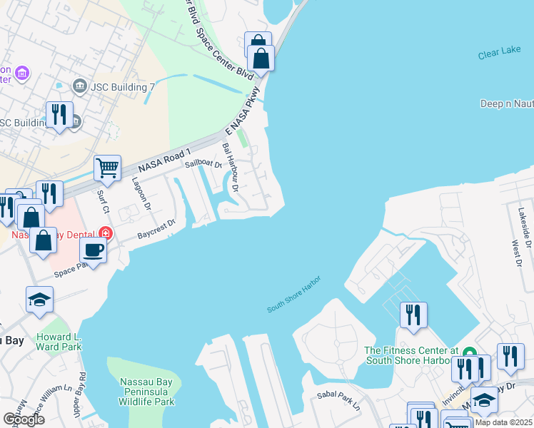 map of restaurants, bars, coffee shops, grocery stores, and more near 2820 Lighthouse Drive in Houston