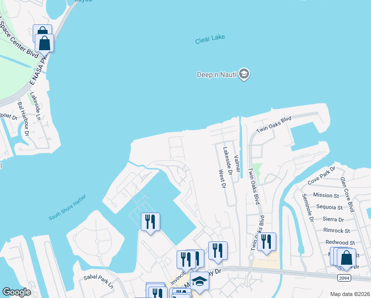 map of restaurants, bars, coffee shops, grocery stores, and more near 1416 Veranda Mist in League City