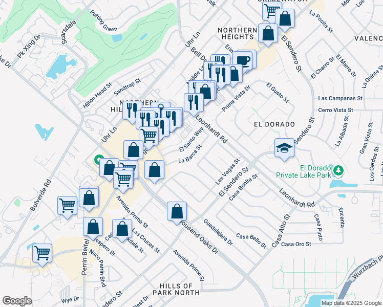 map of restaurants, bars, coffee shops, grocery stores, and more near 12306 La Barca Street in San Antonio