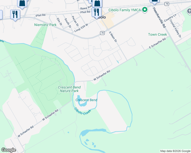 map of restaurants, bars, coffee shops, grocery stores, and more near 812 River Station in Cibolo